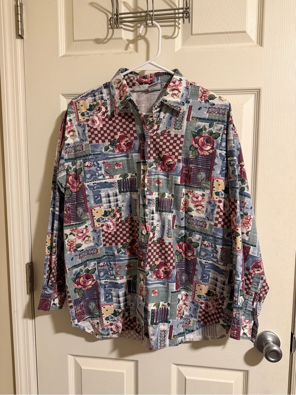 90s Vintage Floral Button-Up Shirt - Multicolor